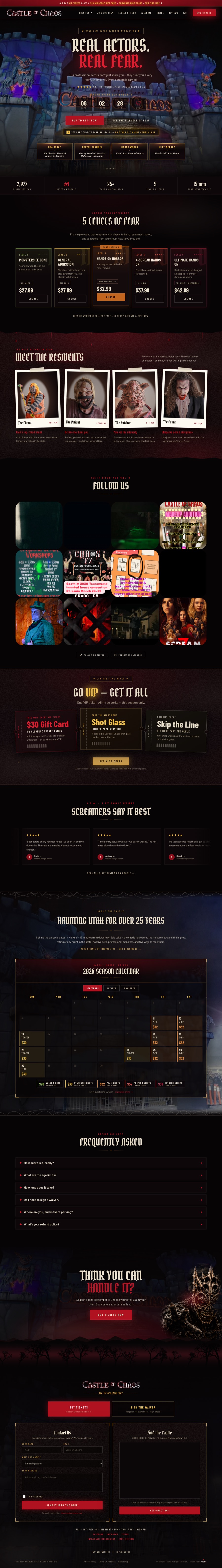 The Castle of Chaos website, scrolling top to bottom