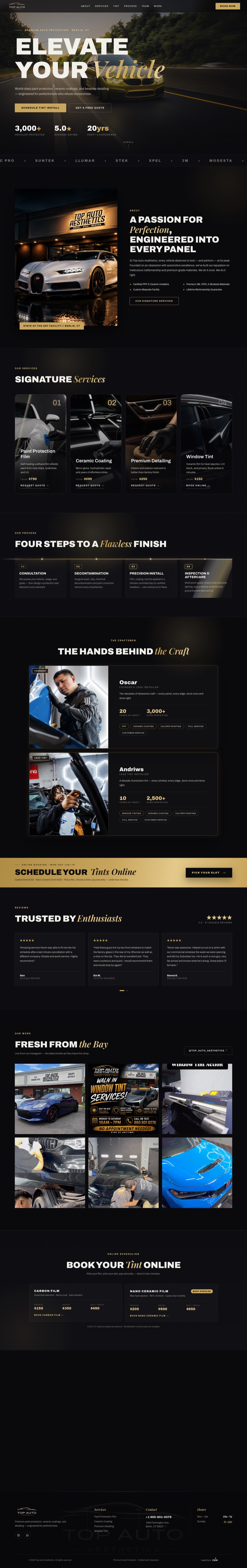 The Top Auto Aesthetics website, scrolling top to bottom